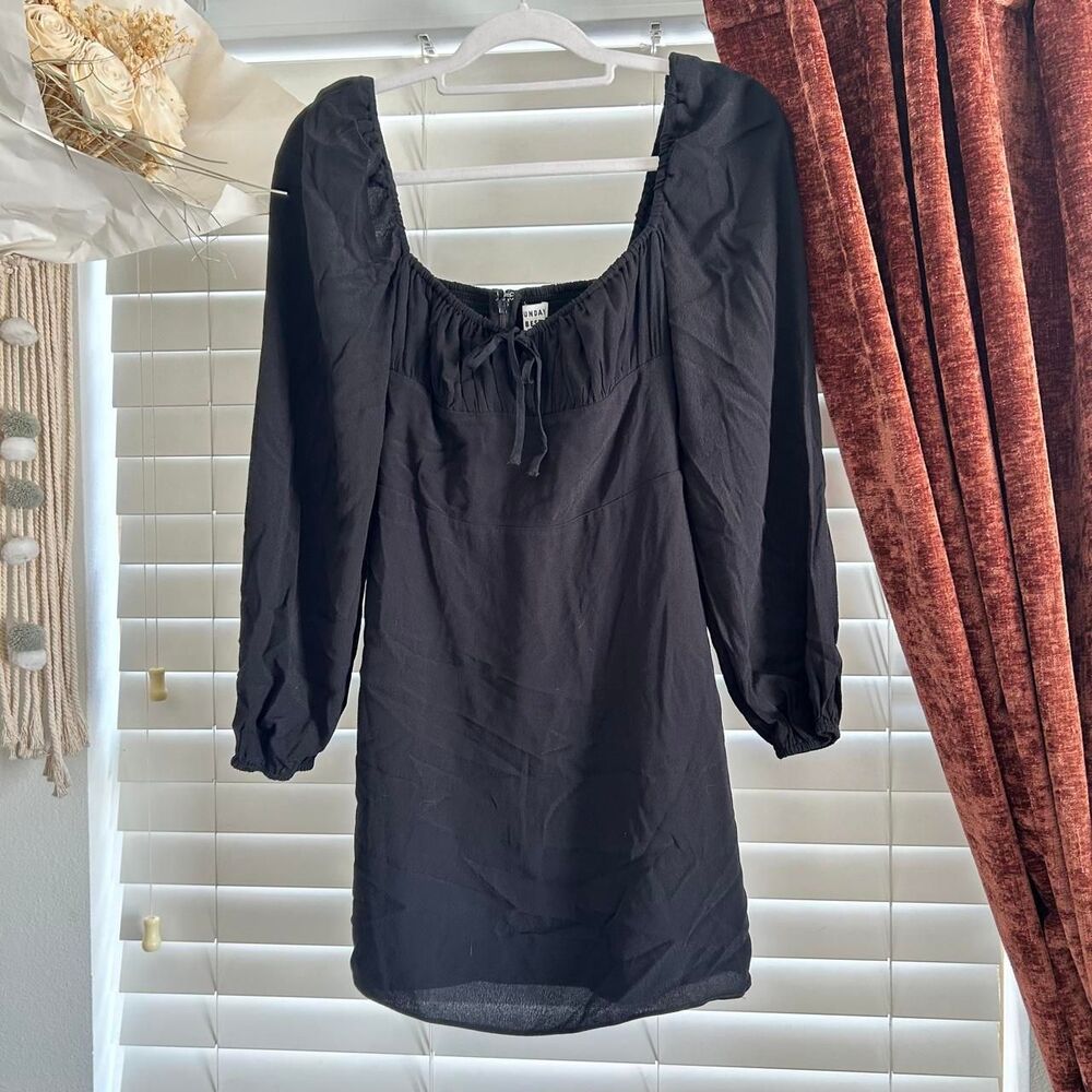 Aritzia delilah Black Milkmaid Mini Dress Coquette Romantic Small
